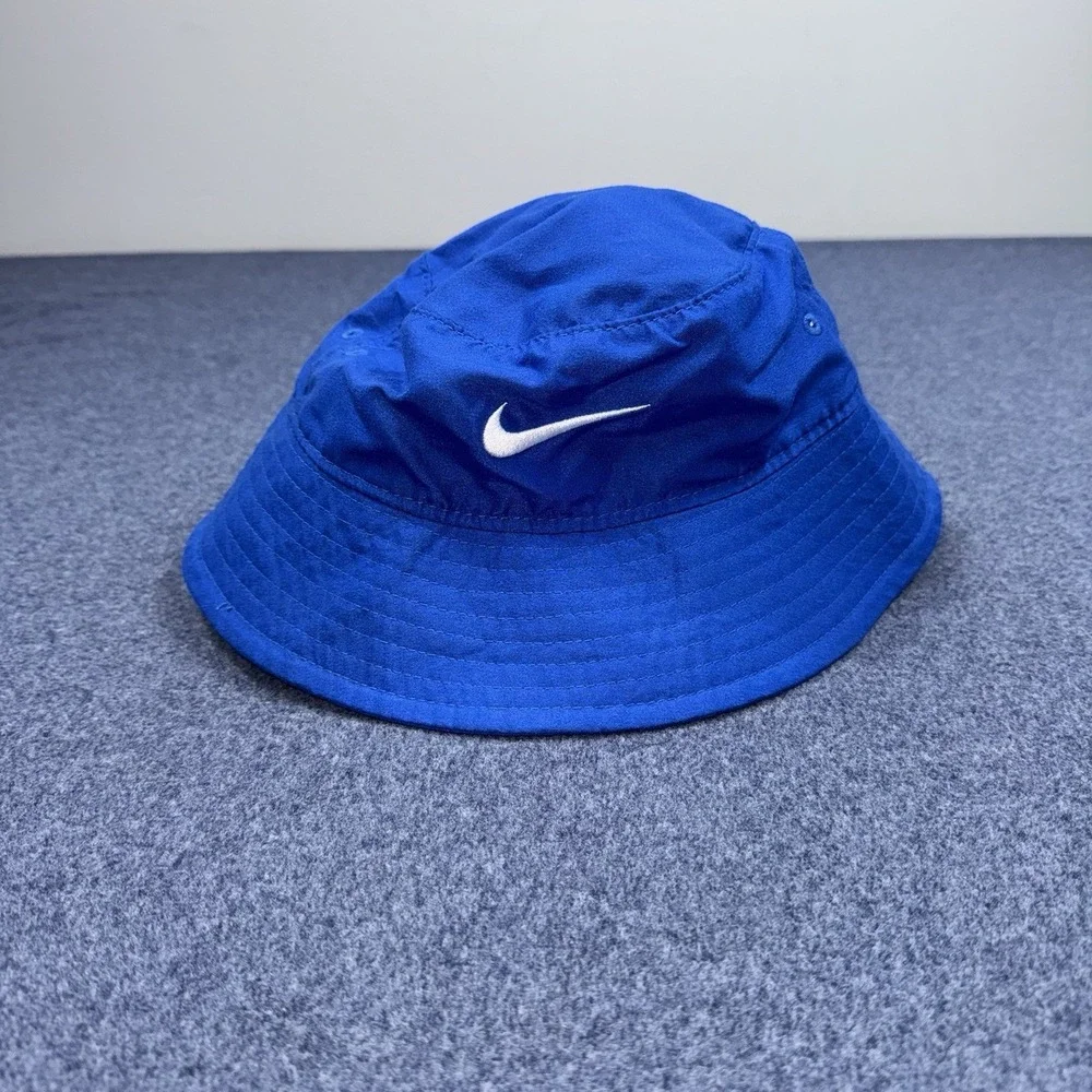Nike Infant Boy Sun Hat UPF 40+ Blue With Logo Bucket Hat Chin Straps Newborn